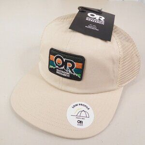 Outdoor Research Hat Advocate Stripe Patch Snapback Mesh Trucker Cap Dark Sand